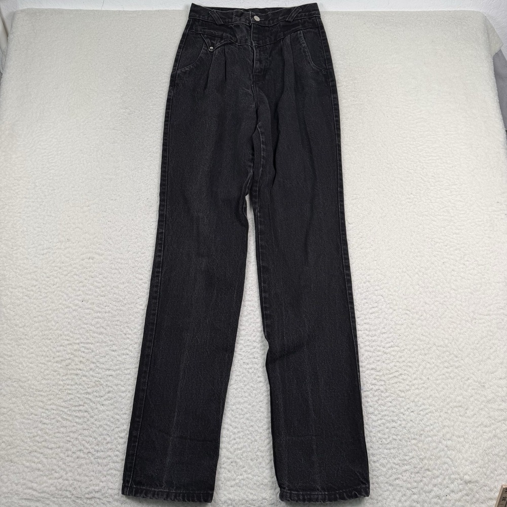 VTG Roughrider Jeans Women's 9/10 Bareback Black Denim Made In USA 25x34.5